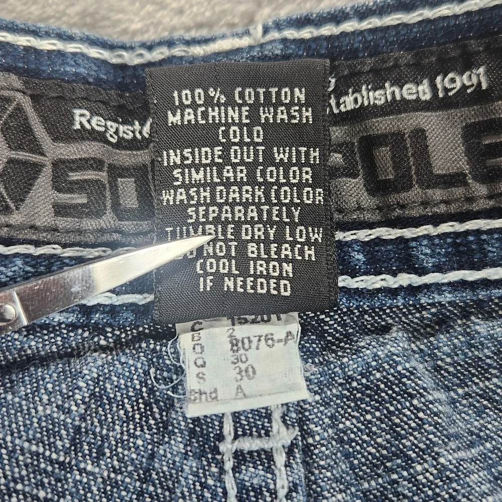 Southpole Shorts Mens 28 Red Tab Y2K Blue Denim Faded Bermuda Baggy